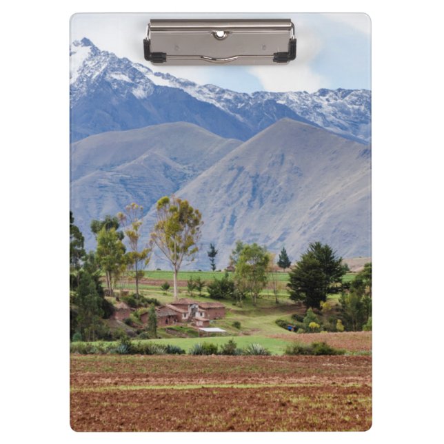 Peru, Maras. Landscape Above The Sacred Valley Clipboard (Front)