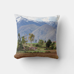 Peru, Maras. Landscape Above The Sacred Valley Cushion
