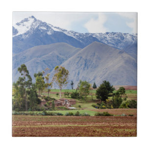 Peru, Maras. Landscape Above The Sacred Valley Tile
