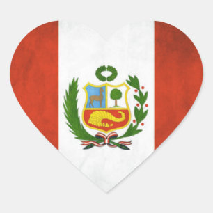 Peru National Flag Heart Sticker