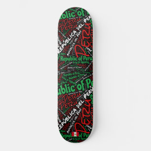 Peru National Pride Wordcloud Skateboard