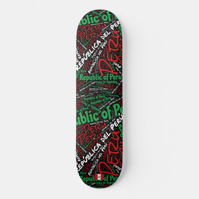 Peru National Pride Wordcloud Skateboard (Front)