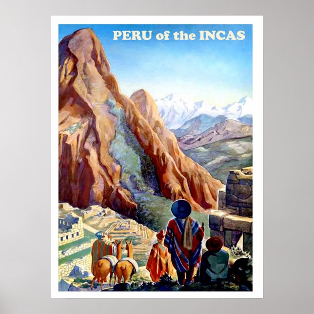 Peru of the Incas, mountains, vintage travel Poster (Front)
