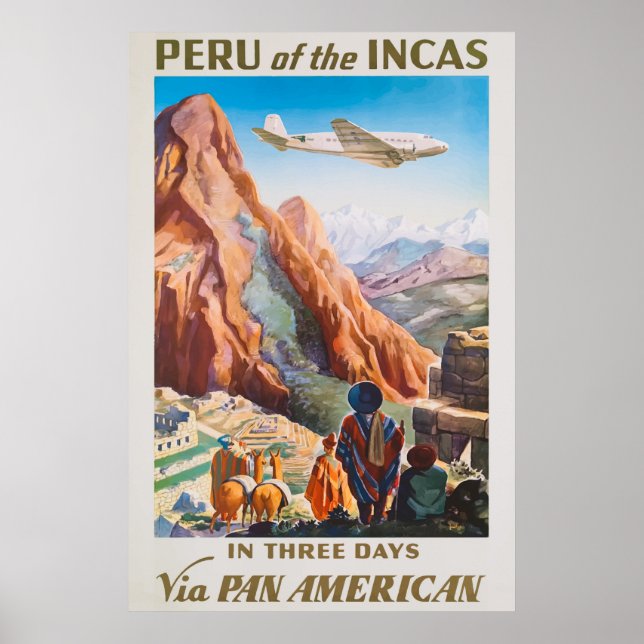Peru of the Incas Vintage Travel Poster (Front)
