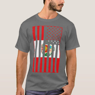 Peru  Peruvian American Flag  Men Women Kids  T-Shirt