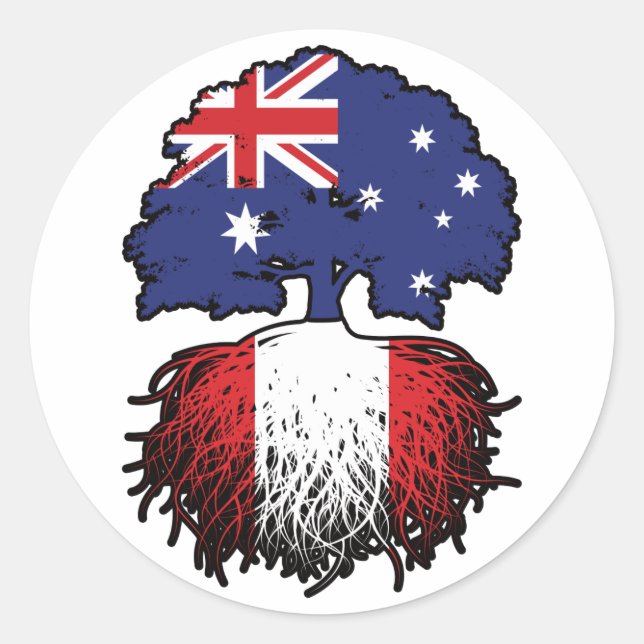 Peru Peruvian Australian Australia Tree Roots Flag Classic Round Sticker (Front)