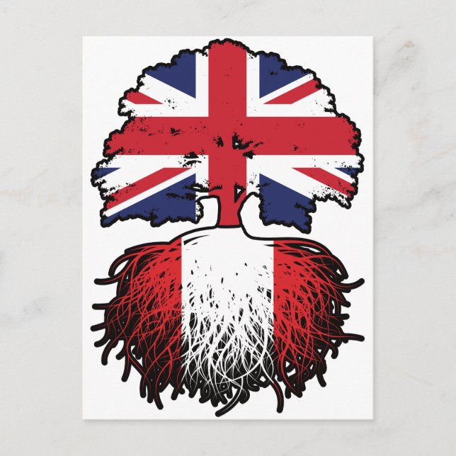 Peru Peruvian British UK Tree Roots Flag Postcard (Front)