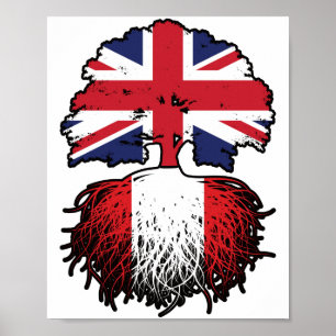 Peru Peruvian British UK Tree Roots Flag Poster