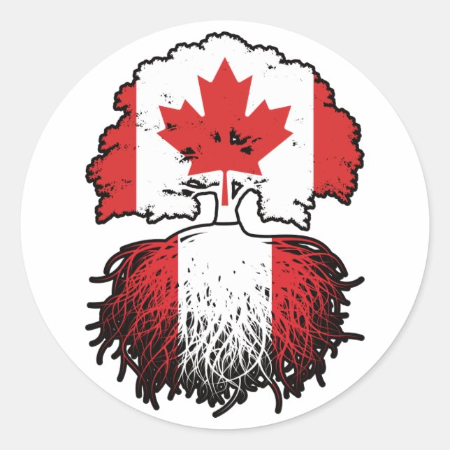 Peru Peruvian Canadian Canada Tree Roots Flag Classic Round Sticker (Front)