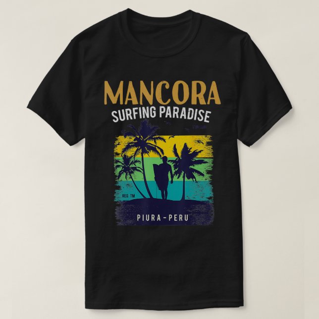 Peru  Piura Mancora Beach Surfing  Men Women  T-Shirt (Design Front)