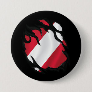 Peru Ripped Flag 7.5 Cm Round Badge