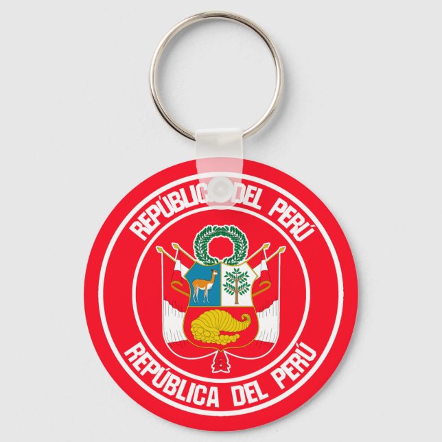 Peru Round Emblem Key Ring (Front)