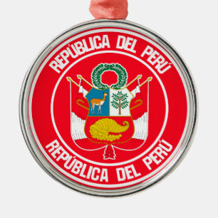 Peru Round Emblem Metal Tree Decoration
