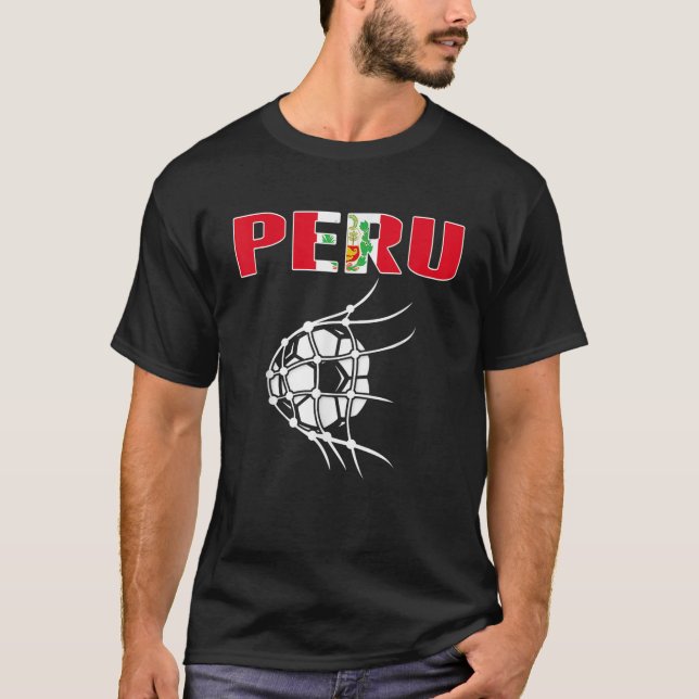 Peru Soccer Fans Jersey Peruvian Flag Football Bal T-Shirt (Front)