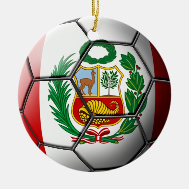 Peru Soccer Ornament (Front)