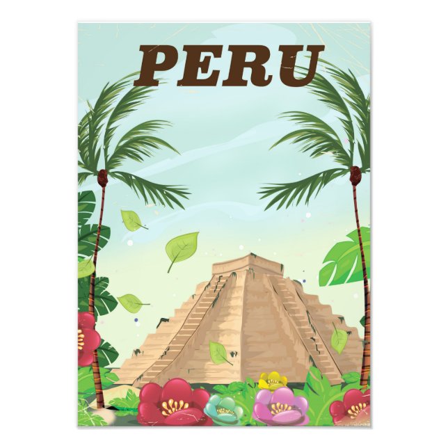 Peru South America vintage cartoon travel poster (Front)