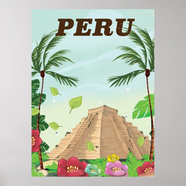 Peru South America vintage cartoon travel poster (Front)
