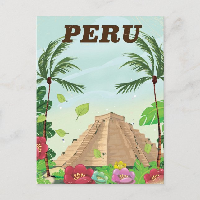 Peru South America vintage cartoon travel poster Postcard (Front)