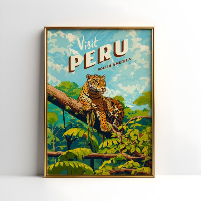 Peru South America Vintage Travel Poster Jaguar (Creator Uploaded)