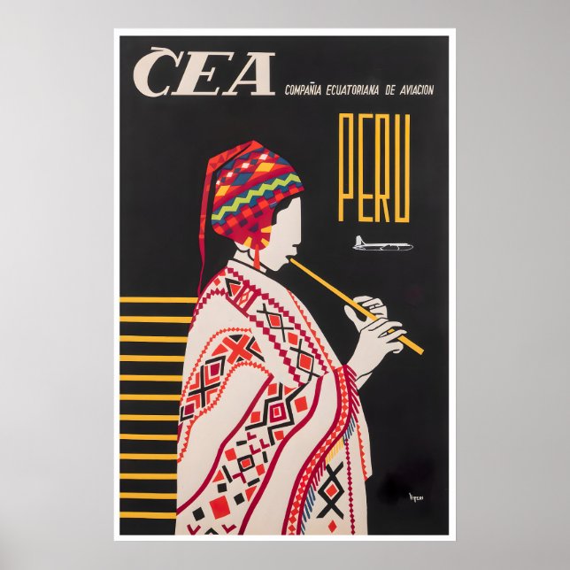 Peru Travel Poster Vintage Peruvian Art Printative (Front)