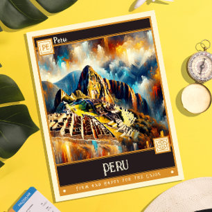 Peru Vintage Painting Postcard