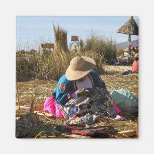 Peru Woman Sewing Embroidery Magnet