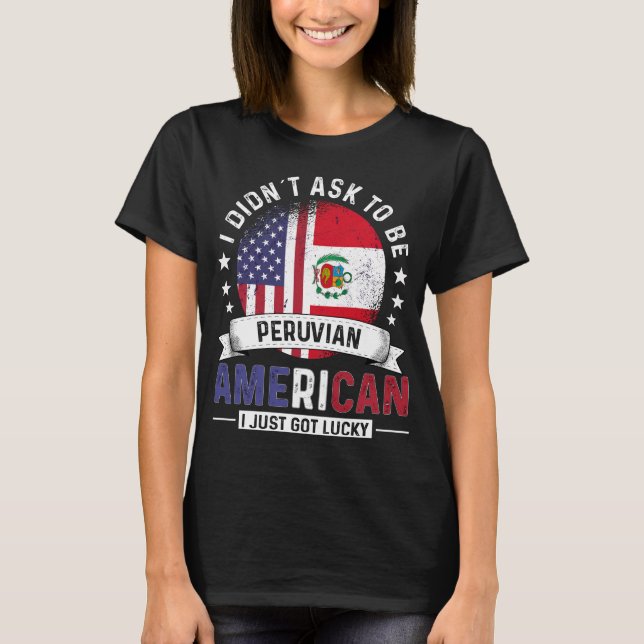 Peruvian American Flags Pride Country Peru Flag T-Shirt (Front)