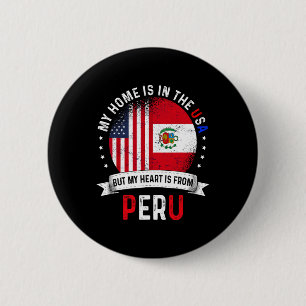 Peruvian American Patriot Heart Is From Peru Flag 6 Cm Round Badge