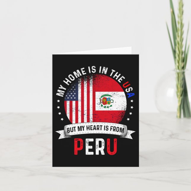 Peruvian American Patriot Heart Is From Peru Flag  Card (Front)