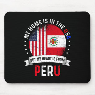 Peruvian American Patriot Heart Is From Peru Flag Mouse Mat