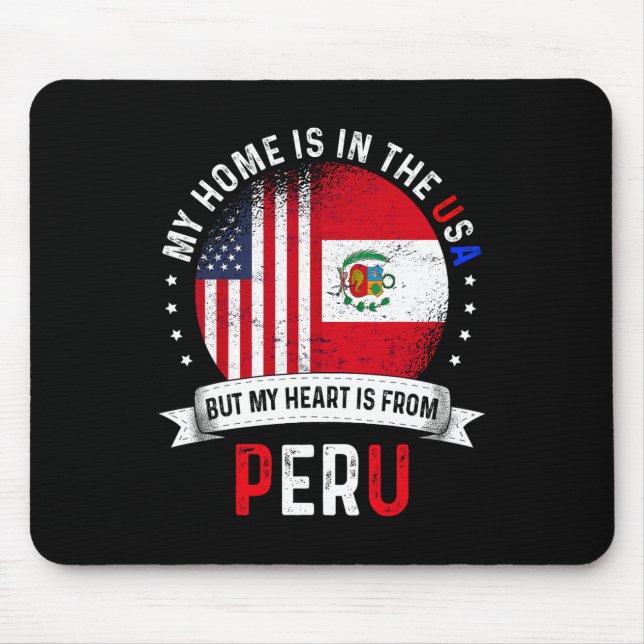Peruvian American Patriot Heart Is From Peru Flag  Mouse Mat (Front)