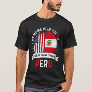 Peruvian American Patriot Heart Is From Peru Flag T-Shirt