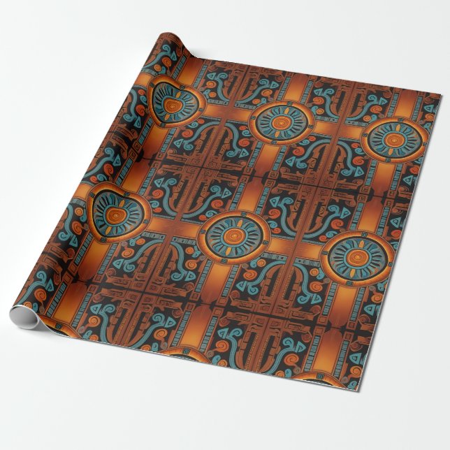 Peruvian Andean Spirit: Chakana Essence Wrapping Paper (Unrolled)
