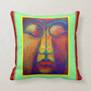 Peruvian Art Face Stufy by Sharles Cushion