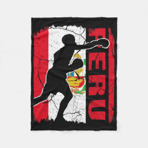 Peruvian Boxing Team Peru Flag Boxing Gloves Fleece Blanket