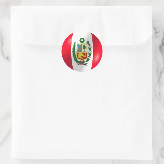 Peruvian Flag Classic Round Sticker (Bag)