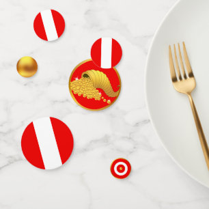 Peruvian Flag & Golden Cornucopy Table Confetti