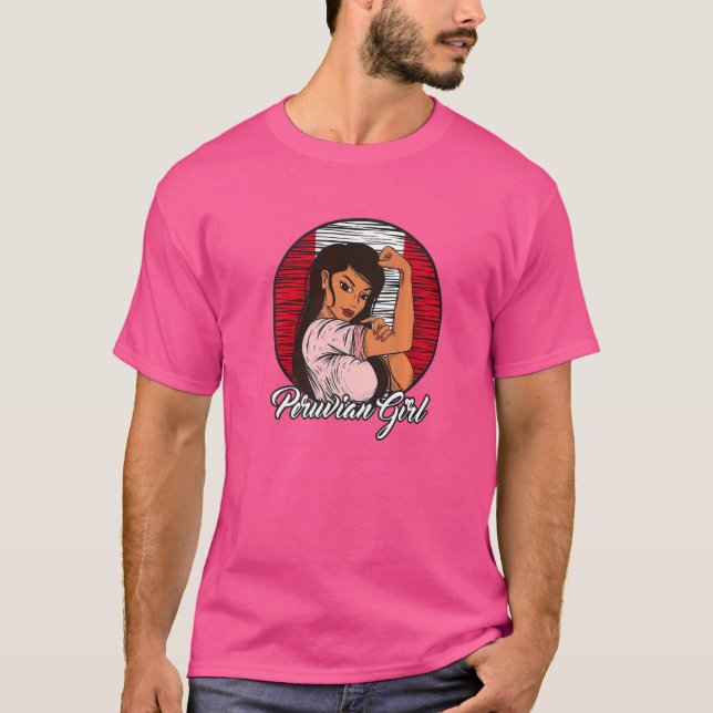 Peruvian Flag Peru Peruvian Girl   T-Shirt (Front)