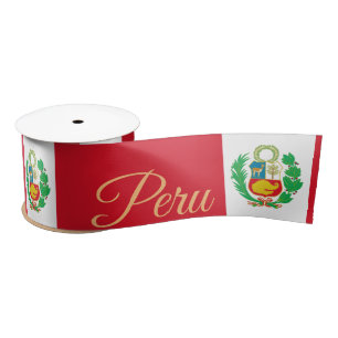 Peruvian Flag & Peru travel, party /sports  Satin Ribbon