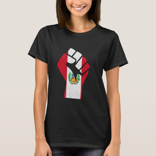 Peruvian Flag Peruvian Pride Peru Handfist Peruvia T-Shirt (Front)