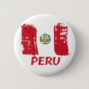 Peruvian grunge flag design 6 cm round badge