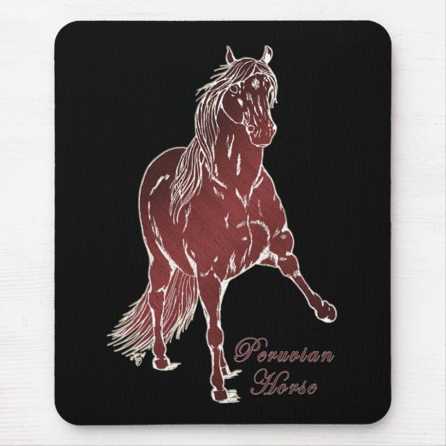Peruvian Horse Woodcut Mouse Mat (Front)