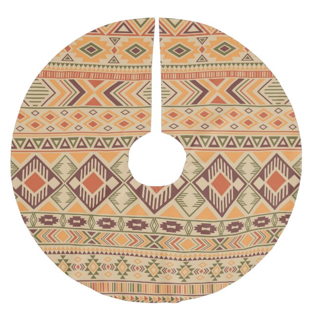 Peruvian Indian: Tribal Geometric Seamless Brushed Polyester Tree Skirt (Front)