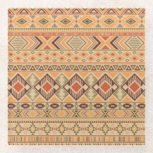 Peruvian Indian: Tribal Geometric Seamless Glass Coaster