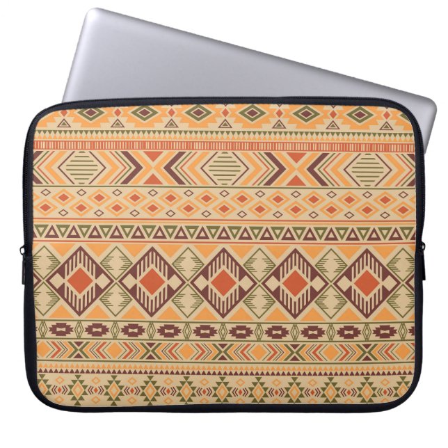 Peruvian Indian: Tribal Geometric Seamless Laptop Sleeve (Front)