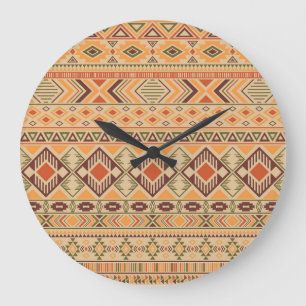 Peruvian Indian: Tribal Geometric Seamless Large Clock