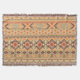 Peruvian Indian: Tribal Geometric Seamless Throw Blanket