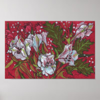 Peruvian Lilies Spring Flowers Floral Art Sketch