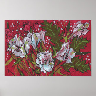 Peruvian Lilies Spring Flowers Floral Art Sketch Poster
