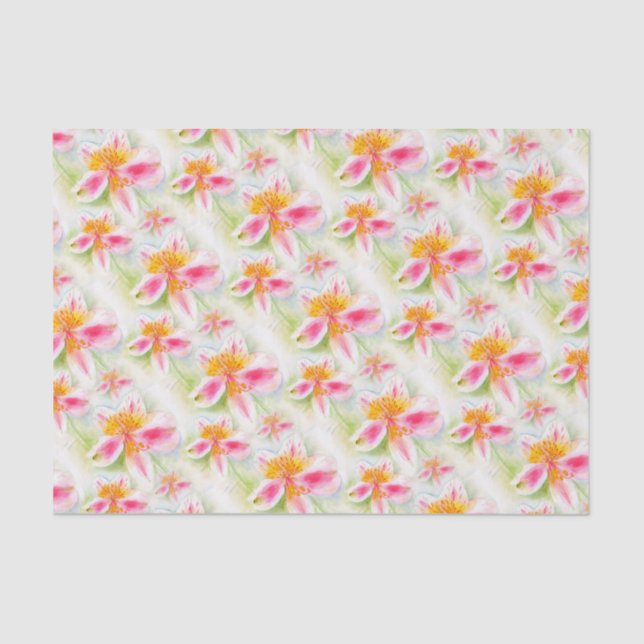 Peruvian Lily Alstroemeria watercolor tissue paper (Front)
